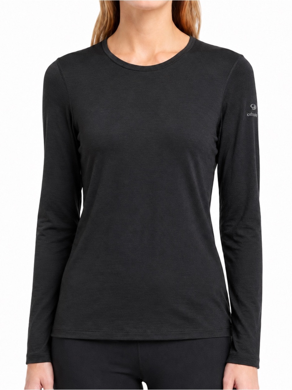 Icebreaker Women’s Medium Black Merino 200 Thermal Long Sleeve Crew Neck
